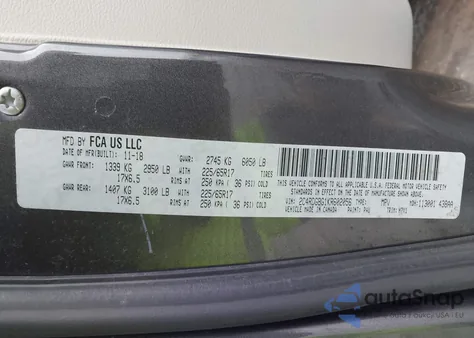 2019 Dodge Grand Caravan Se z USA, uszkodzony, nr VIN 2C4RDGBG1KR602056